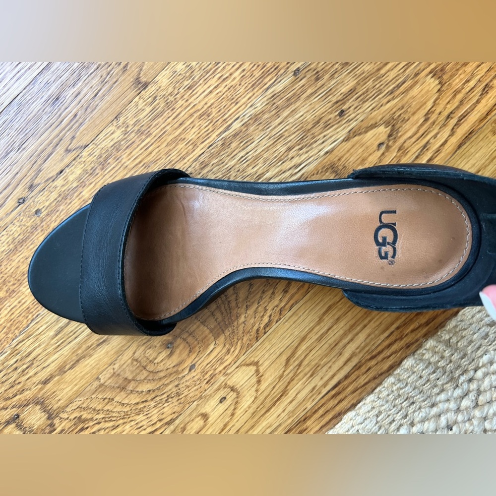UGG Women's Black Leather Sandals - Picture 7 of 16